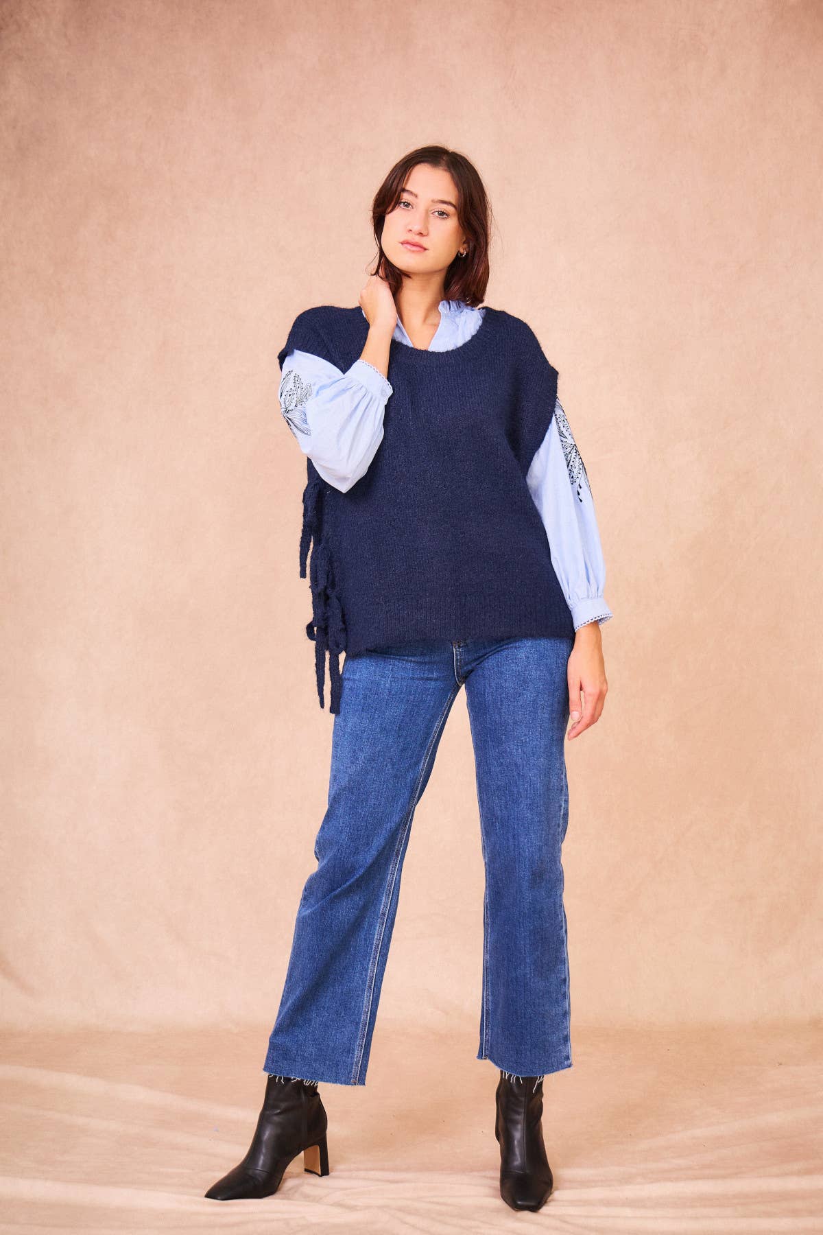 Gilet in maglia Majorelle oversize con lacci laterali