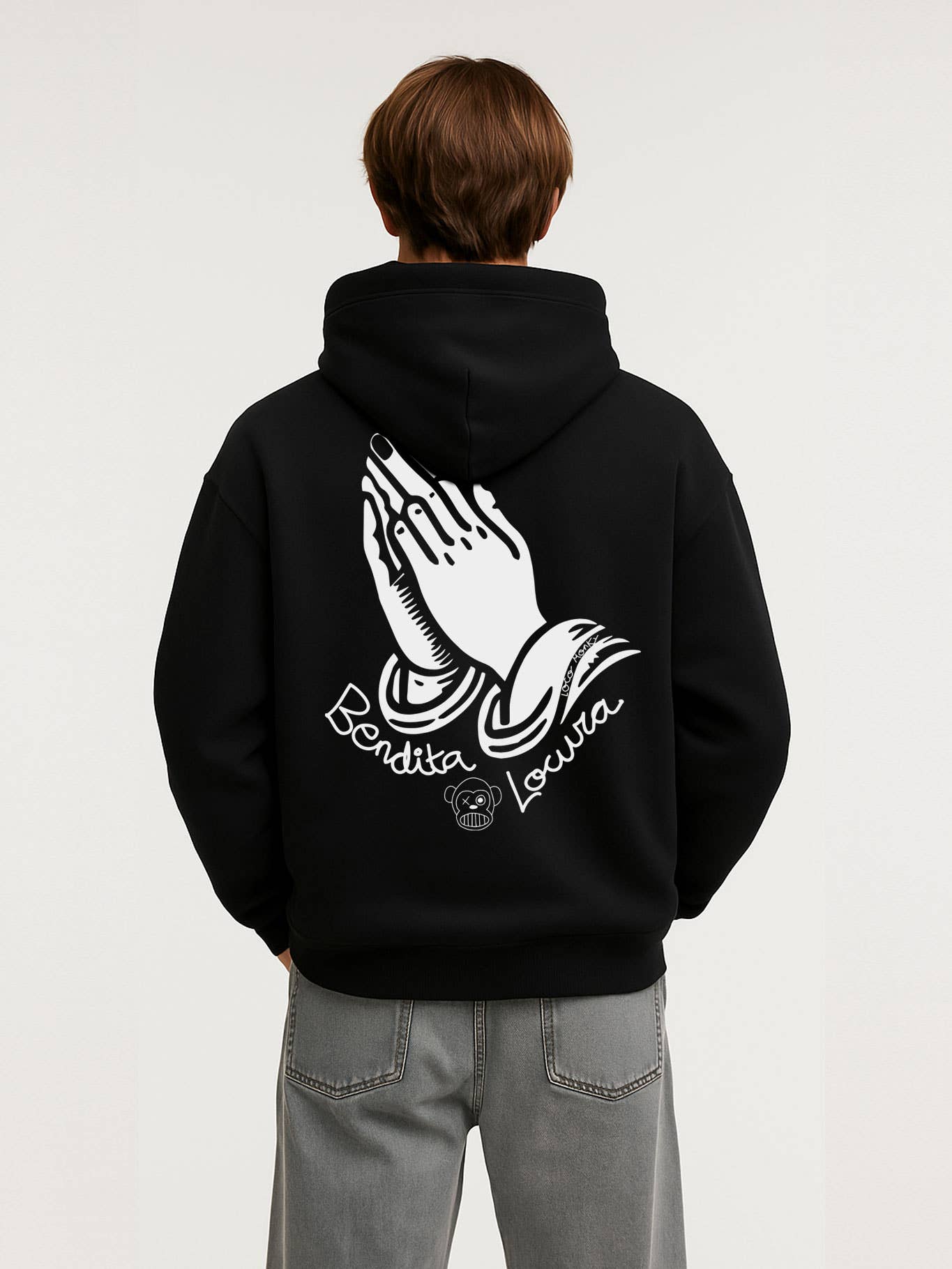 Felpa unisex Bendita Locura II nera con cappuccio