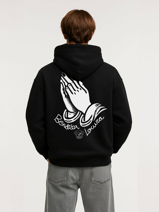 Felpa unisex Bendita Locura II nera con cappuccio