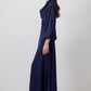Abito in raso drappeggiato blu notte