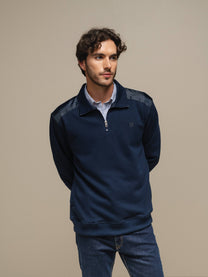 Polo da uomo con mezza zip in cotone e poliestere