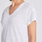 T-shirt in lino Simone bianca con scollo a V