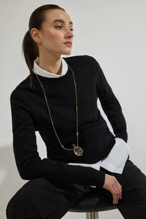 Maglione basic in maglia nero