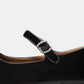 Ballerine effetto velluto con cinturino e fibbia