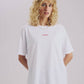 T-shirt bianca con ricamo “No Grazie”