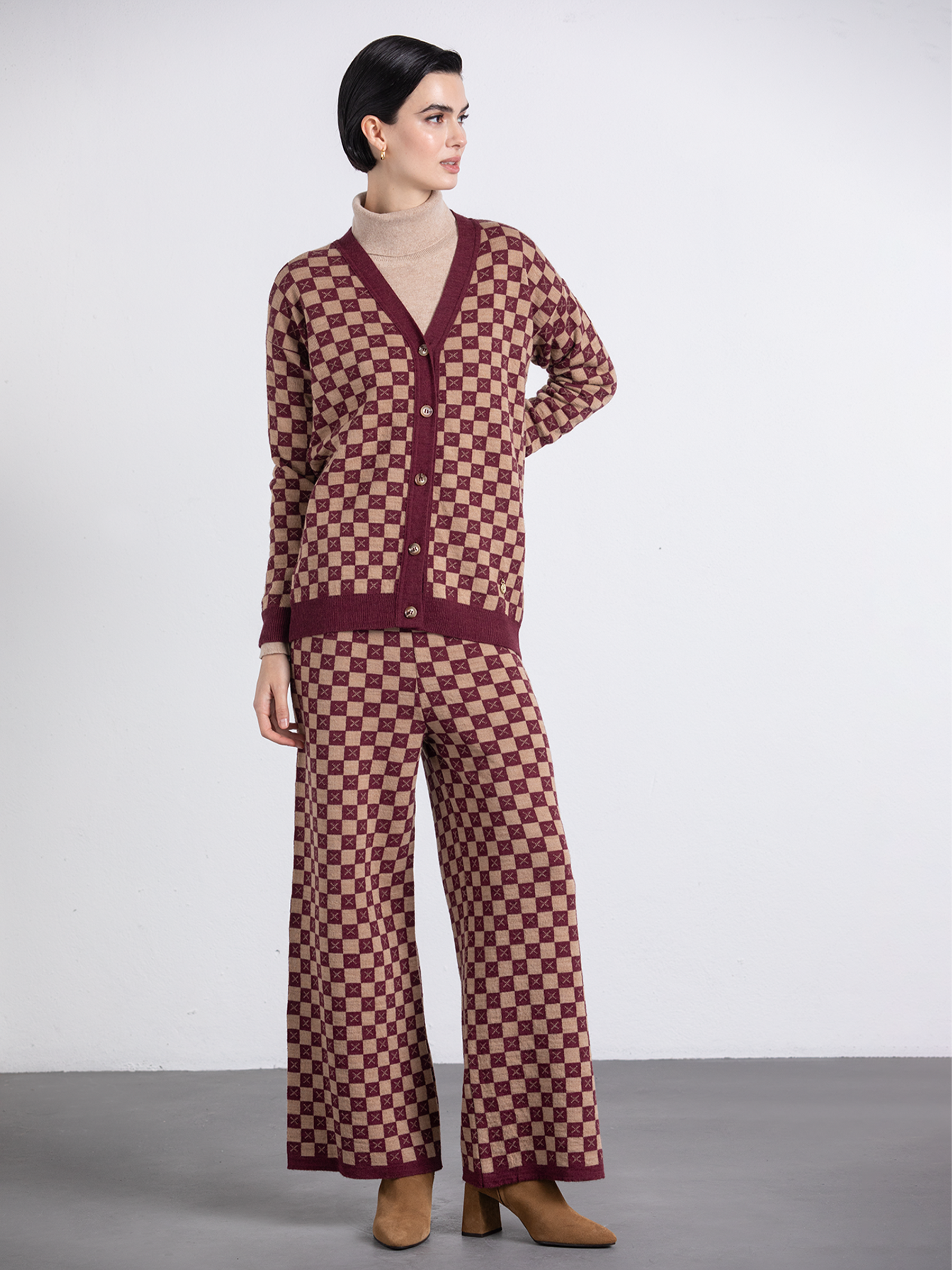 Pantaloni in maglia a quadri