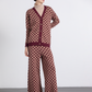 Cardigan jacquard bicolore con scollo a V