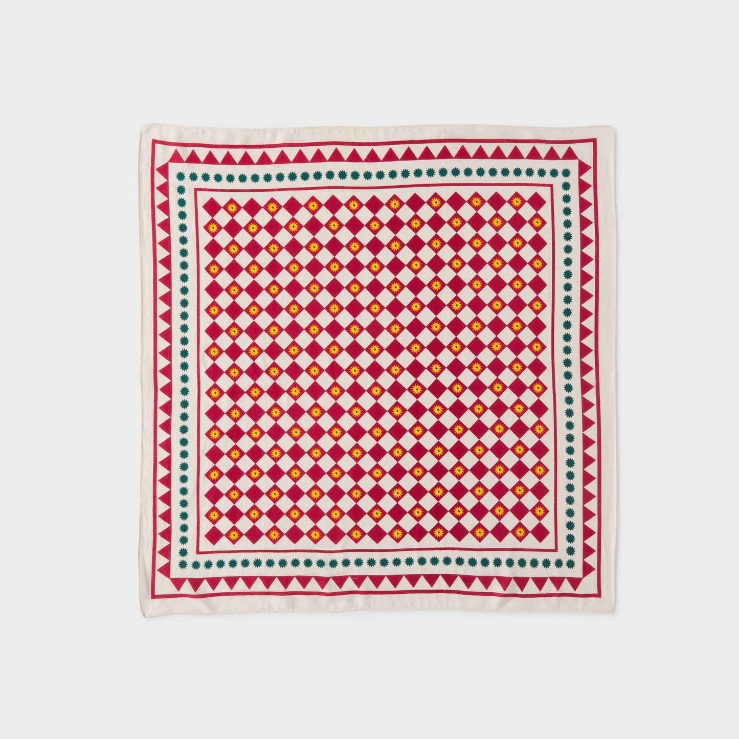 Foulard piccolo in cotone biologico con stampa grafica ecru