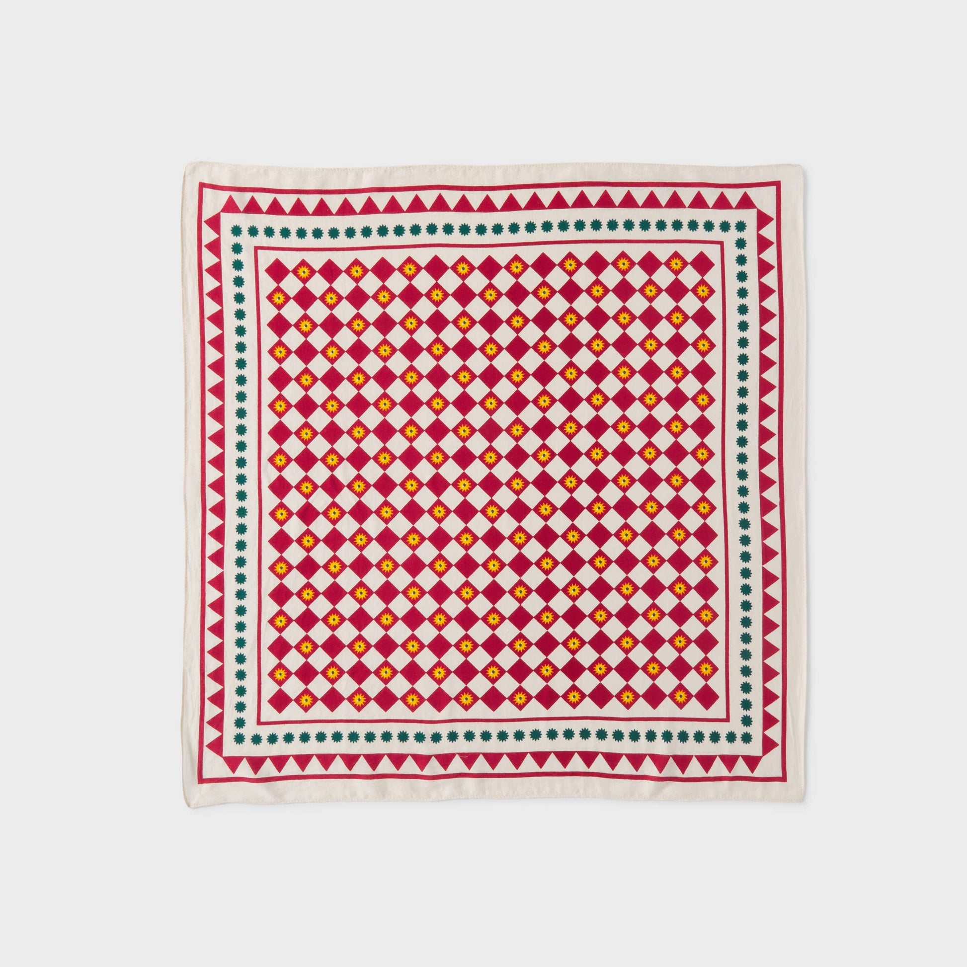Foulard piccolo in cotone biologico con stampa grafica ecru