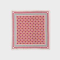 Foulard piccolo in cotone biologico con stampa grafica ecru
