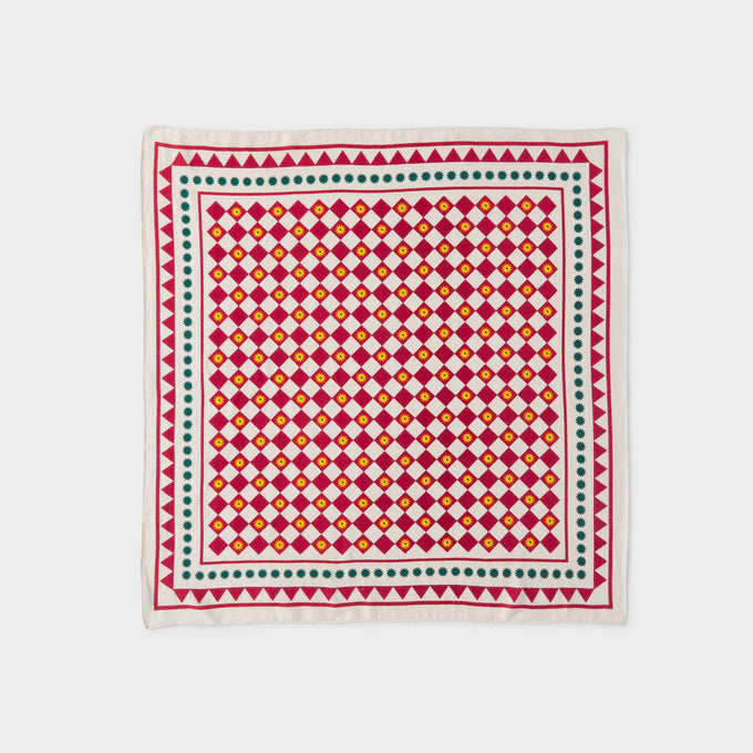 Foulard piccolo in cotone biologico con stampa grafica ecru