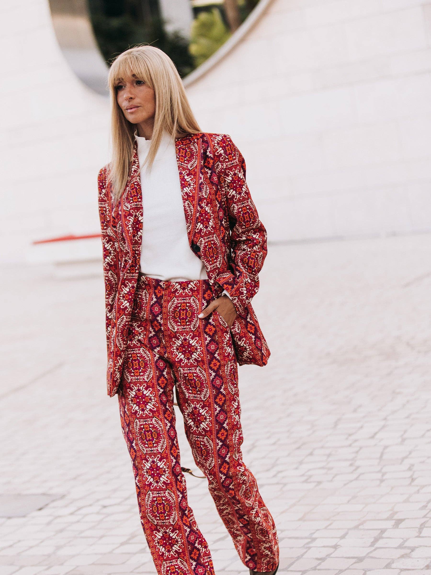 Blazer in bombazine stampata