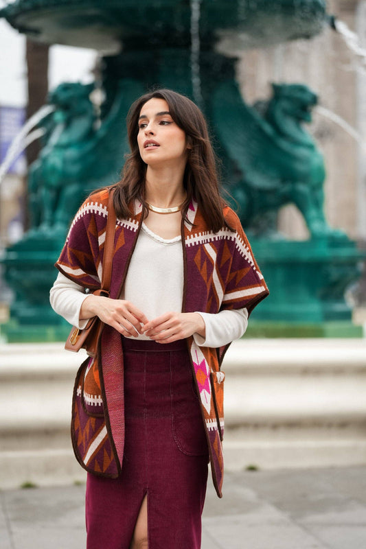 Mantella jacquard etnica oversize