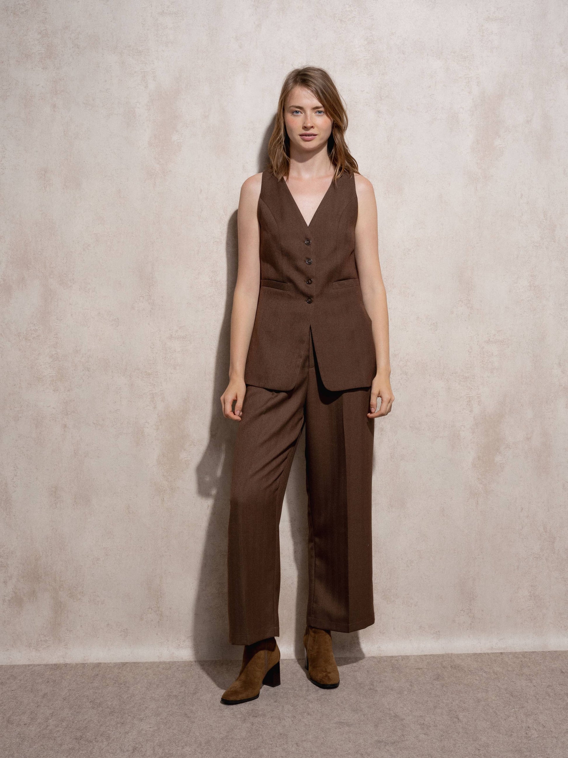 Gilet lungo sartoriale con bottoni