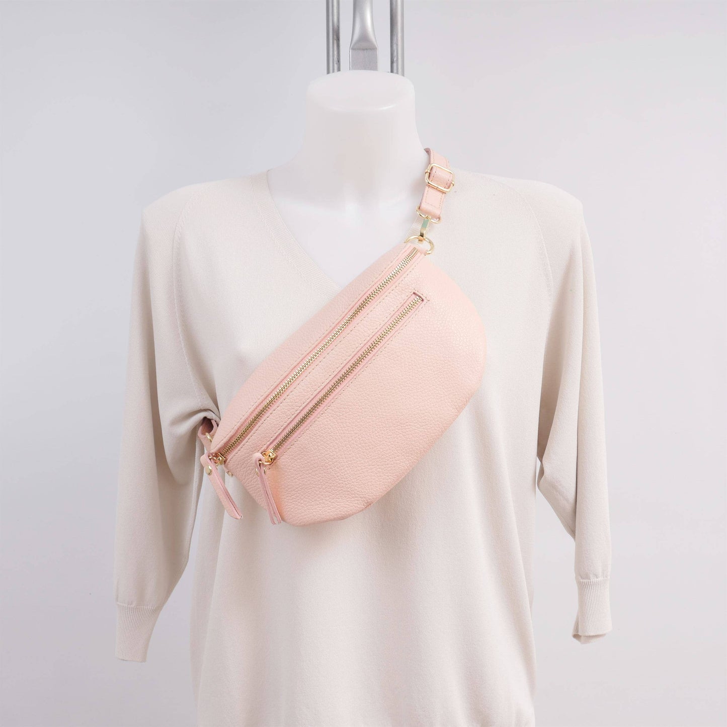 Marsupio in pelle con doppia zip