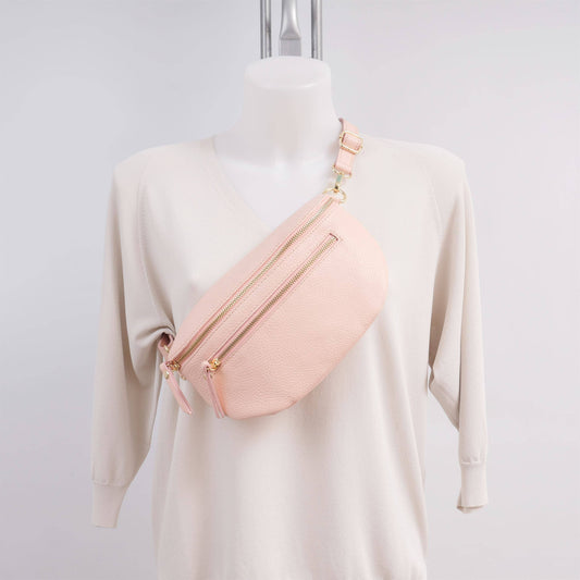 Marsupio in pelle con doppia zip