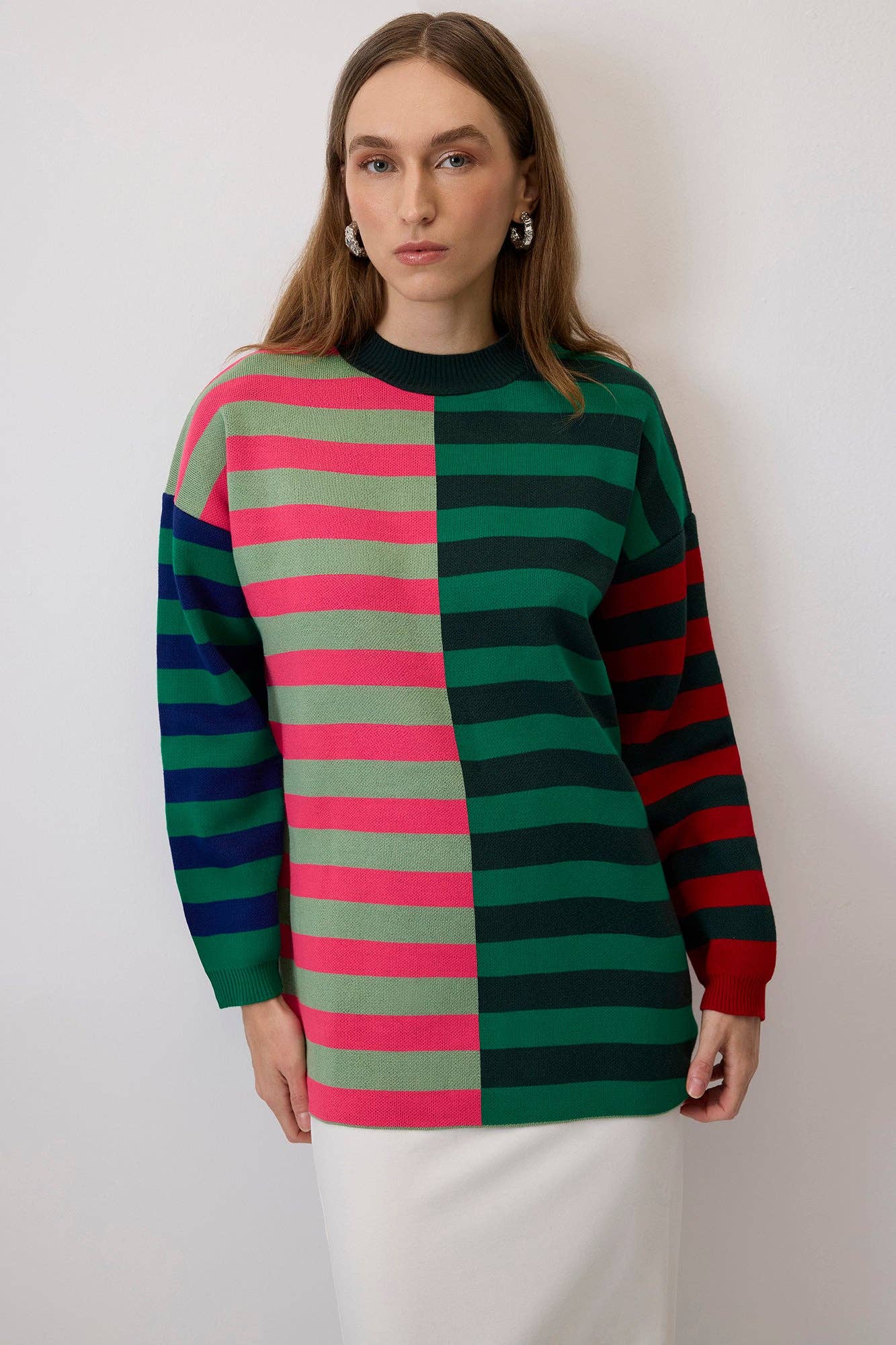 Maglia a righe color block multicolore