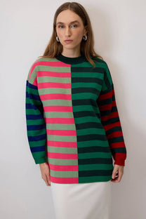 Maglia a righe color block multicolore