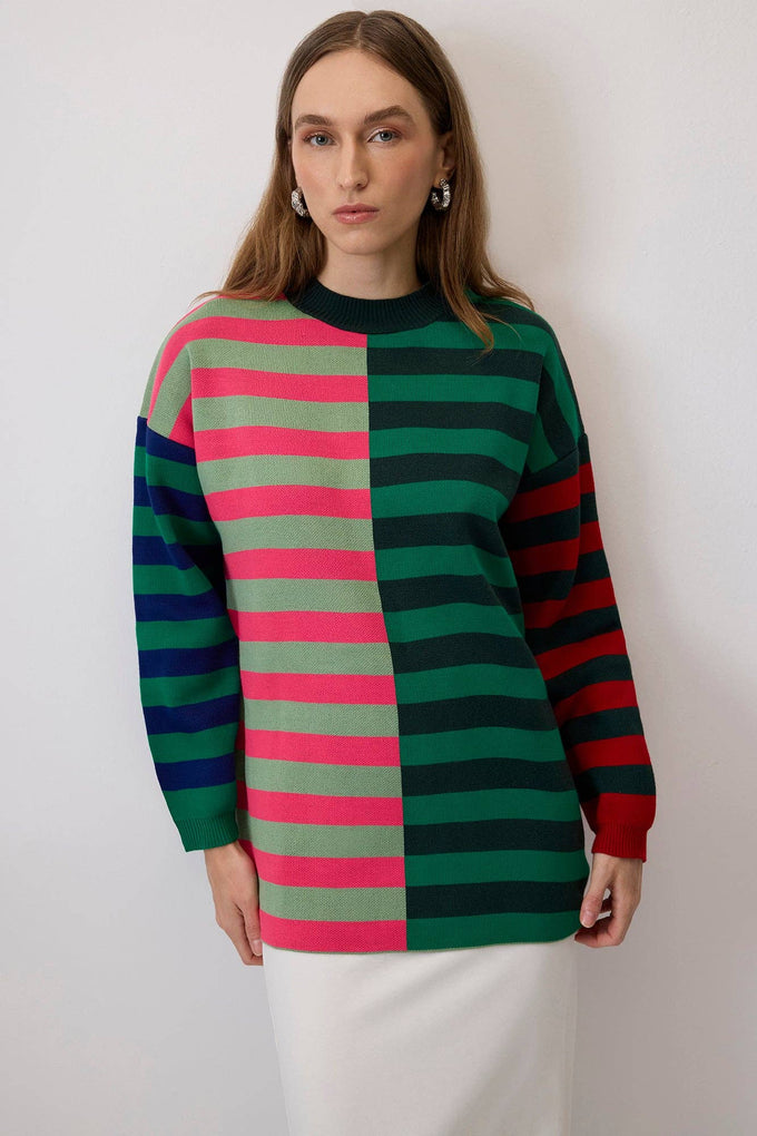 Maglia a righe color block multicolor