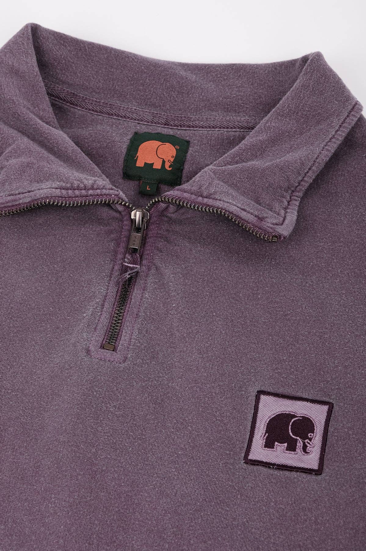 Maglione con mezza zip tinto a pigmento viola tramonto