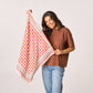 Foulard piccolo in cotone biologico con stampa grafica ecru