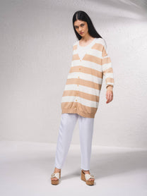 Cardigan oversize a righe in maglia fine