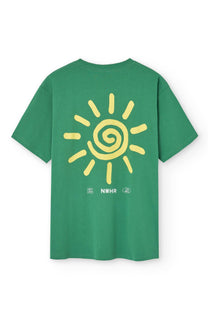 T-shirt Verde Sole con Stampa Sole