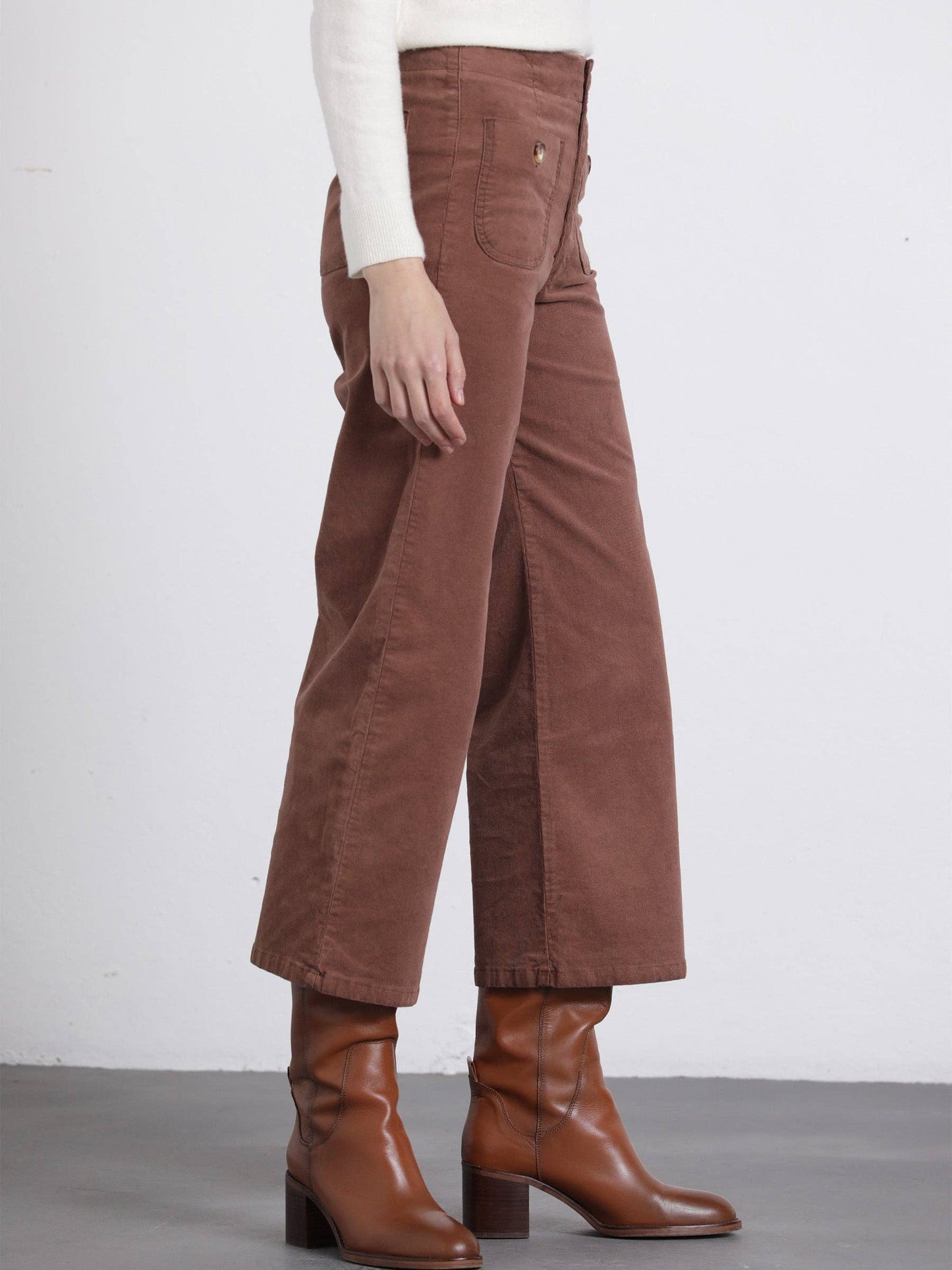 Pantaloni in bombazine a vita alta