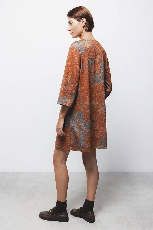 Abito midi in tessuto strutturato con scollo a V