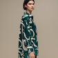 Camicia donna satinata fantasia astratta verde