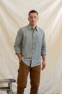 Camicia Larson in chambray salvia