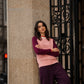 Maglia in lana bicolore rosa e viola