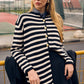 Cardigan lungo a righe con bottoni dorati