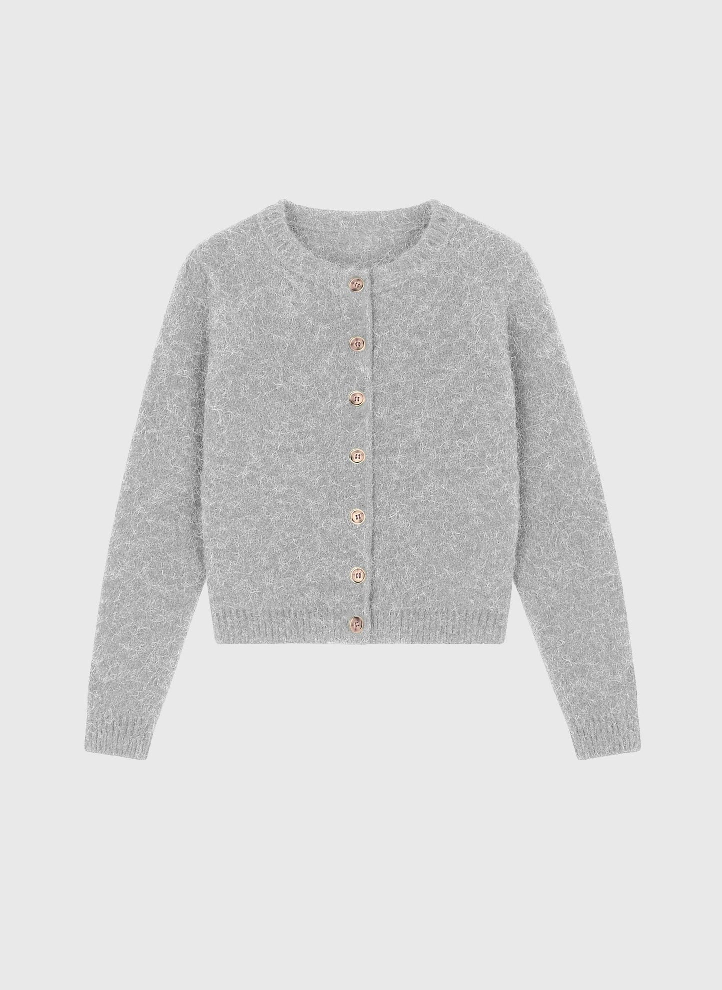 Cardigan cropped in maglia calda grigio chiaro