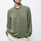 Blusa con fiocco al collo verde salvia