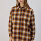 Camicia in tweed a quadri senape