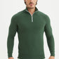 Felpa uomo in cotone a nido d’ape con mezza zip verde menta