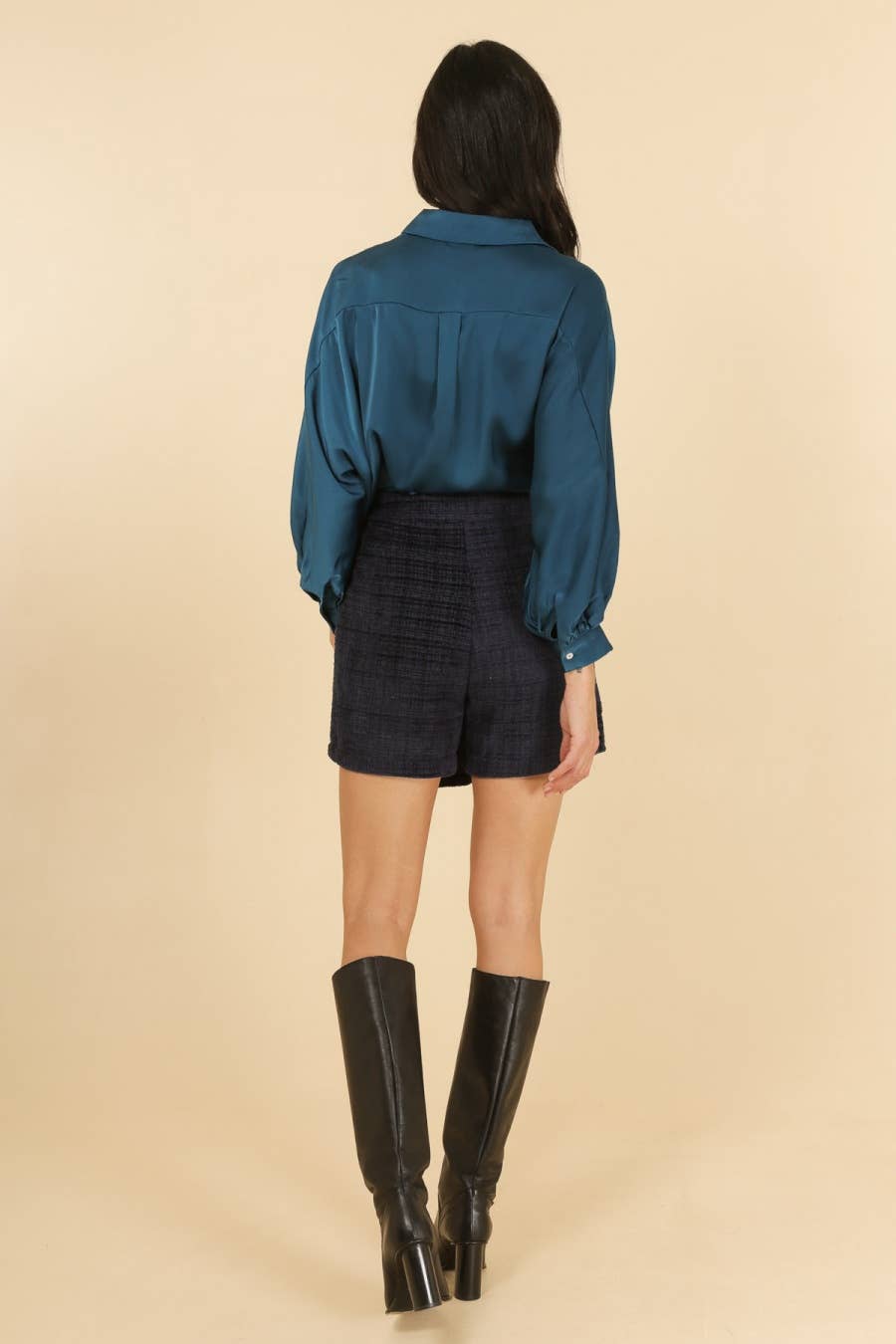Shorts gonna Salomé a vita alta con zip invisibile