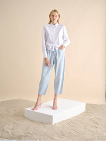 Camicia asimmetrica in cotone bianco