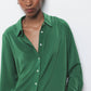 Camicia in raso tinta unita verde