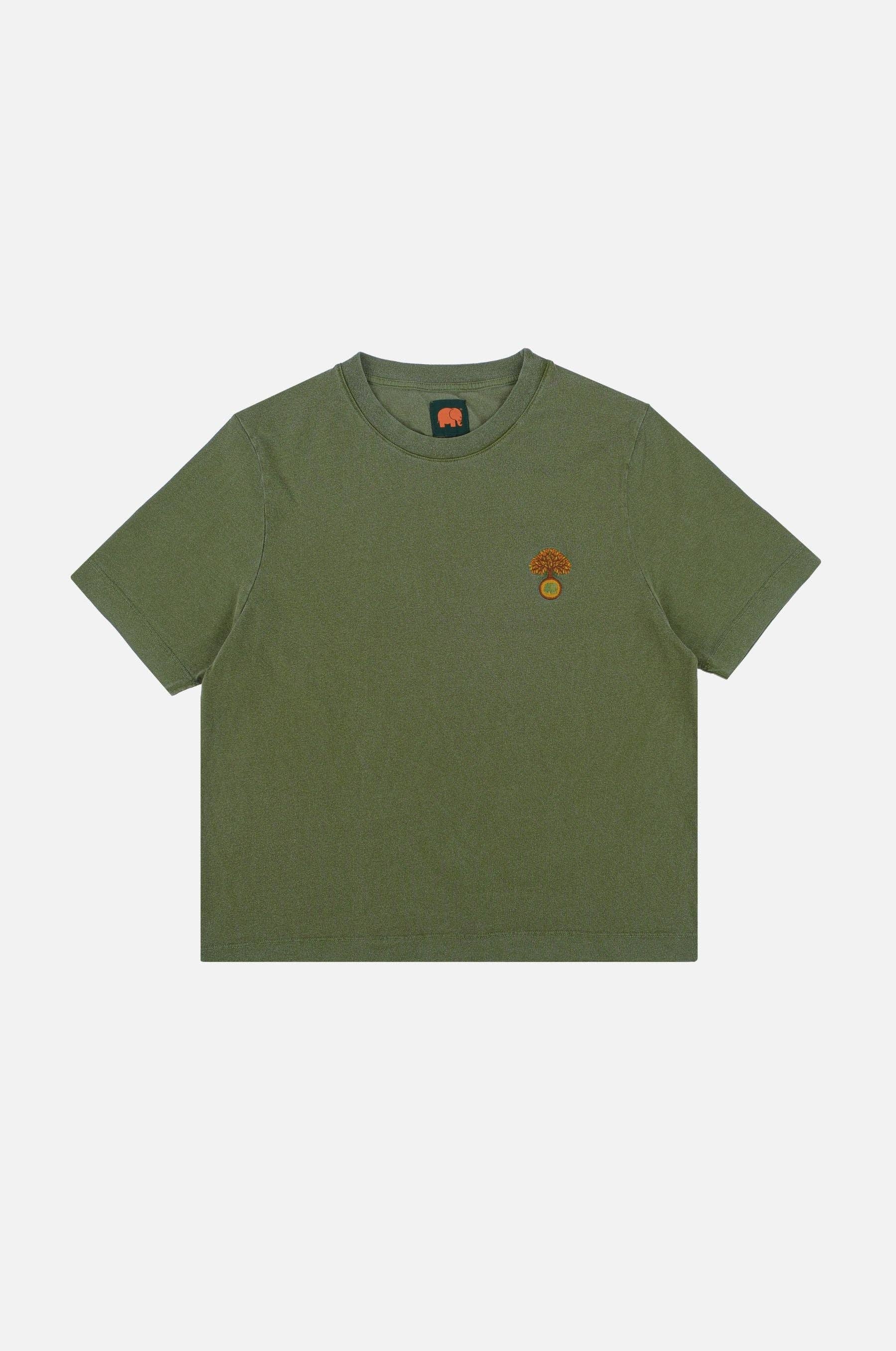 T-shirt donna pigmentata Fafe verde quercia in cotone biologico