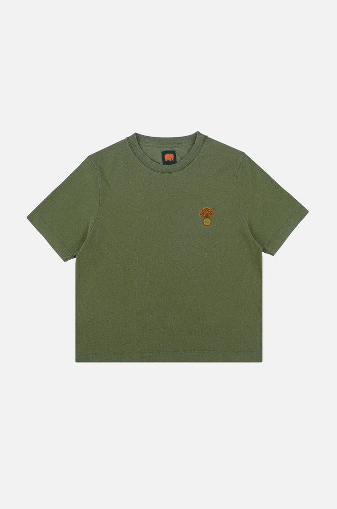 T-shirt donna pigmentata Fafe verde quercia in cotone biologico