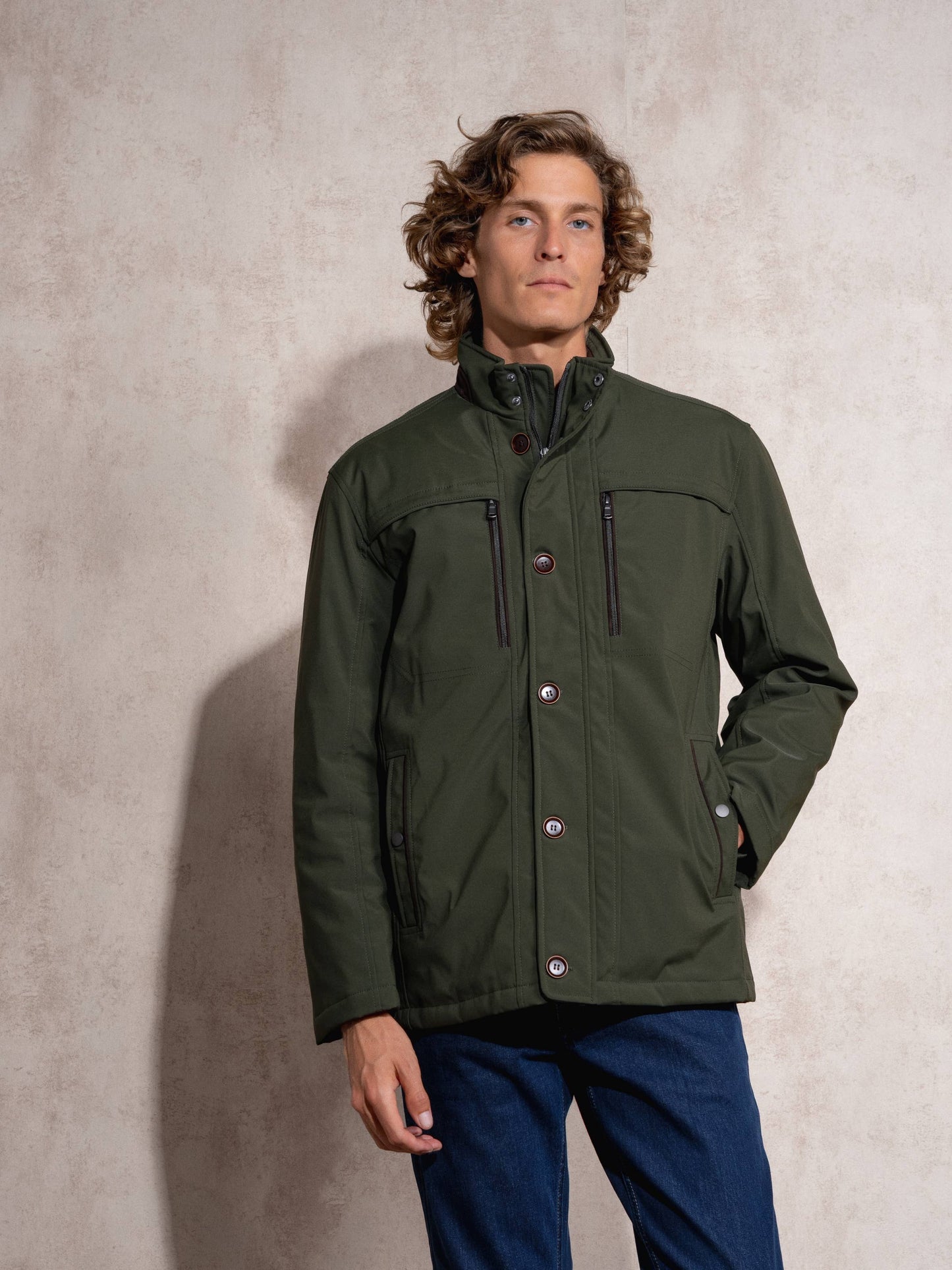 Giacca con zip classica in poliestere