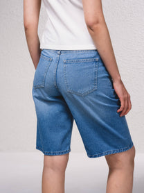 Bermuda in denim dritti vita alta