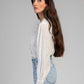 Camicia bianca in voile di cotone con ruches
