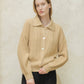 Cardigan polo in misto cashmere con trecce