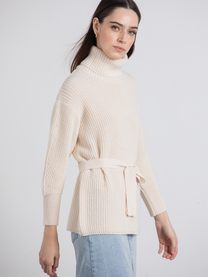 Maglione dolcevita con cintura