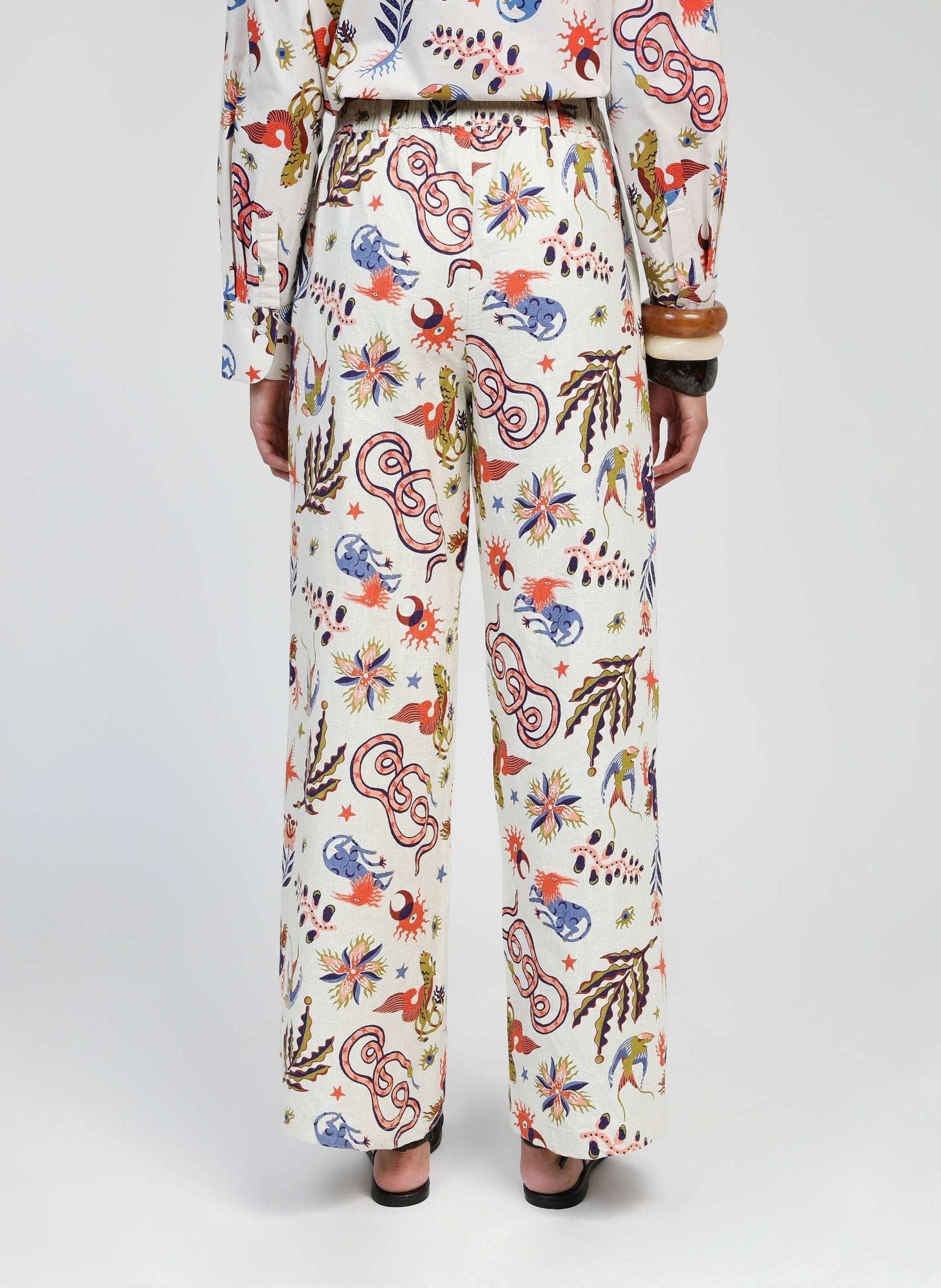 Pantaloni Rossy a fantasia écru