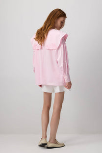 Tunica rosa con maxi colletto ricamato