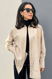 Camicia lunga in cotone con borchie